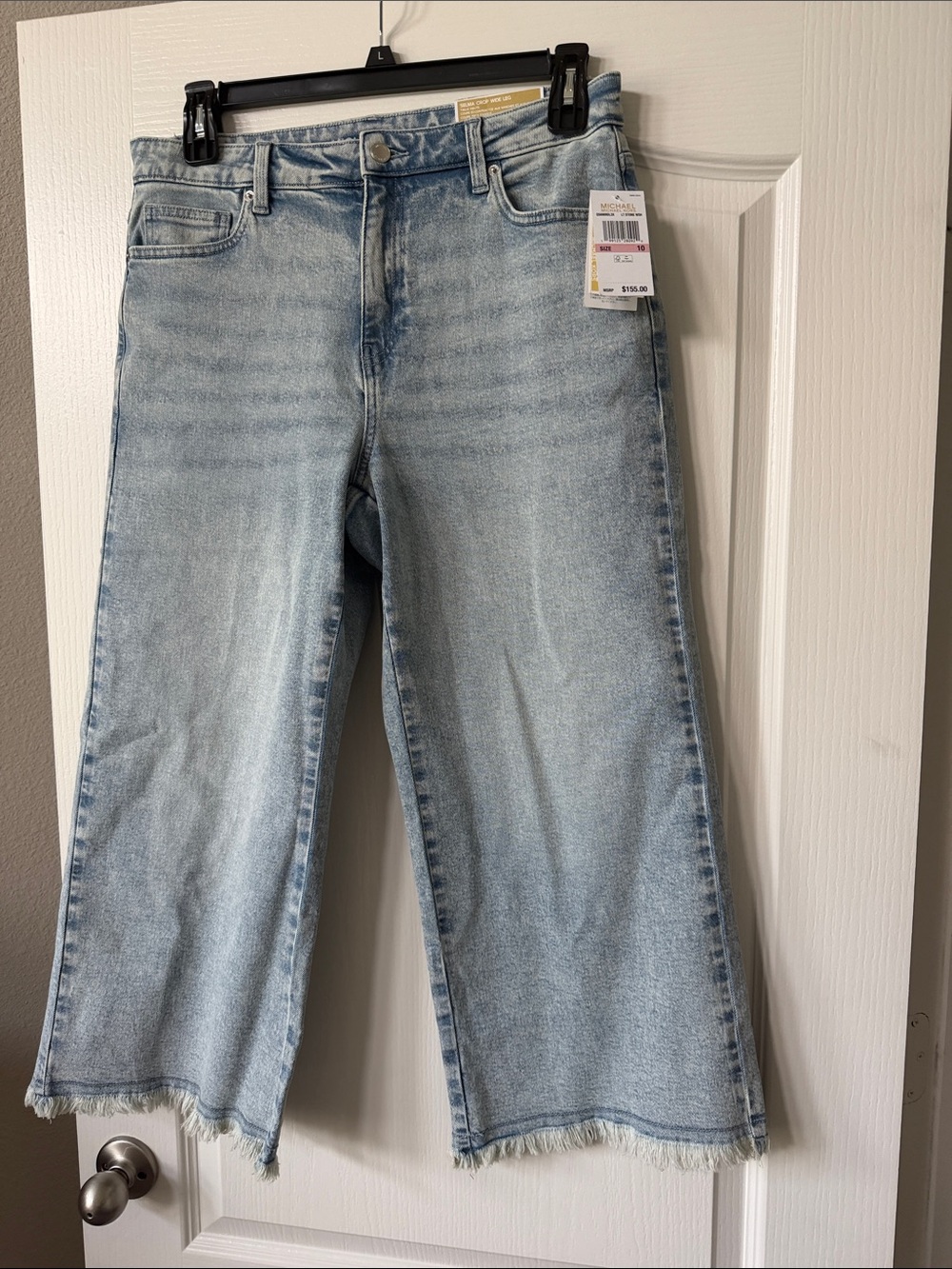 Michael Kors Light Wash Wide-Leg Cropped Jeans